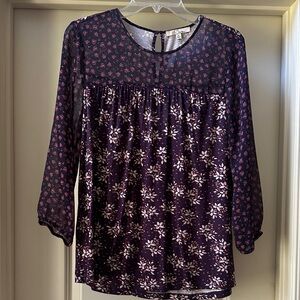 Chic Women's Floral Blouse - Deep Purple
